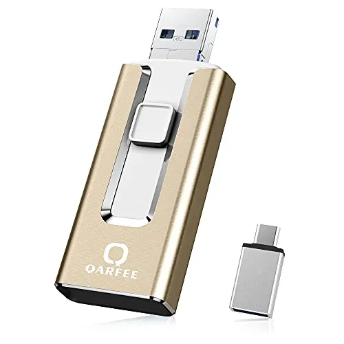 【Senza APP】Qarfee Chiavetta USB per Smartphone, 2th Generazione di 128GB Memoria Stick Flash Drive Senza APP 4 in 1 USB 3.0 Pendrive per Android/iOS 13+/PC/OTG Smartphone
