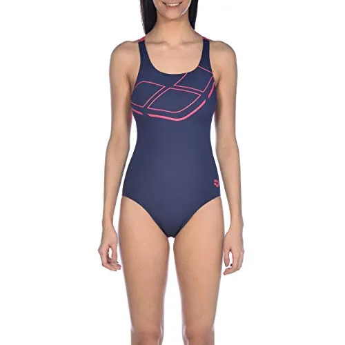 Arena W Essentials One Piece, Costume da bagno, Donna, Blu (Navy/Freak Rose), 42 IT