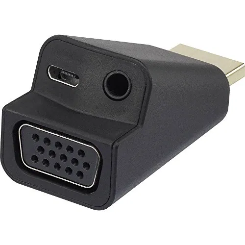 HDMI / VGA adattatore [1x HDMI-Stecker => 1x VGA-Buchse, Klinkenconnettore femmina 3.5 mm] nero renkforce