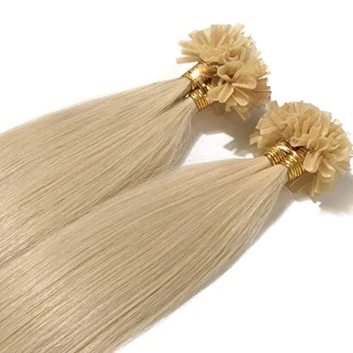 60cm Extension Capelli Veri Cheratina 1g/ciocca #613 Biondo 50g da Confezione U Tip 100% Remy Human Hair Pre Bonded Naturali Lisci
