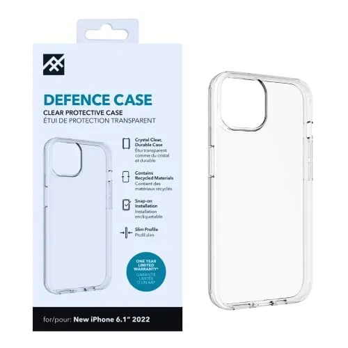 Zagg iFrogz - Custodia protettiva per difesa compatibile con iPhone 14, resistente, a scatto, resistente alle sbavature, sottile, riciclata, trasparente
