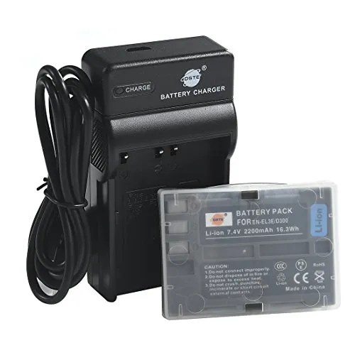DSTE EN-EL3E Li-Ion Batteria e Caricabatterie USB Compatibile per Nikon D30 D50 D70 D70S D90 D80 D100 D200 D300 D300S D700
