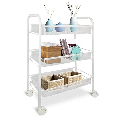 Todeco - Carrelli Contenitori, Organizzatori per La Casa - Materiale: Ferro - Dimensione: 105 x 29,5 x 12 cm - 3 File, 63 x 46 x 27 cm, Bianco