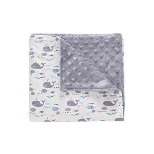 Miracle Baby copertina da neonato,coperta per bambino 100% cotone (110x140cm),coperta soffice Premium Minky Dot per neonato, miglior regalo per ragazze e ragazzi(L,Balena)