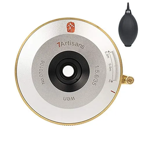 7artisans 35mm F5.6 Obiettivo Pancake Focus Manuale, compatibile con Leica M-M M8 M9p M10 M-P M7 M-A M-D M240 M-P240 M typ-262 M10R (oro-argento)