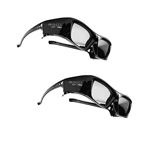 2 occhiali Hi-SHOCK DLP Pro 7G"Black Diamond" | DLP Link 3D per tutti i proiettori DLP 3D | Compatibile con Optoma, Acer, Benq, Vivitec, Viewsonic, LG [Neuste Gen. | 96-200 Hz | 39 g | batteria]