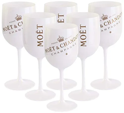 Moët & Chandon Ice Imperial - Set di 6 bicchieri da champagne in acrilico, 0,45 l, con sottobicchieri (6 pezzi)