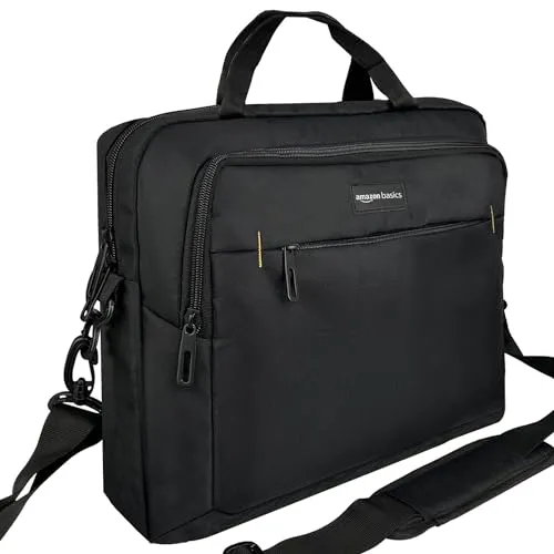 Amazon Basics - Borsa compatta per computer portatile con tasche per accessori (15,6 pollici, 40 cm), nero, confezione da 1