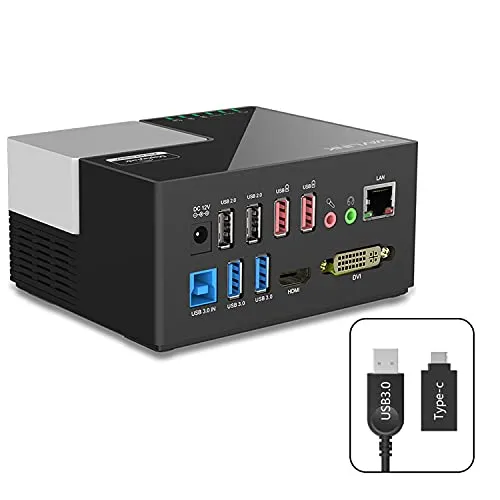 Docking station per laptop WAVLINK USB 3.0 / USB C con doppia uscita video (HDMI e DVI, VGA o HDMI), LAN Gigabit, audio, 4 porte USB, 2 porte di ricarica USB