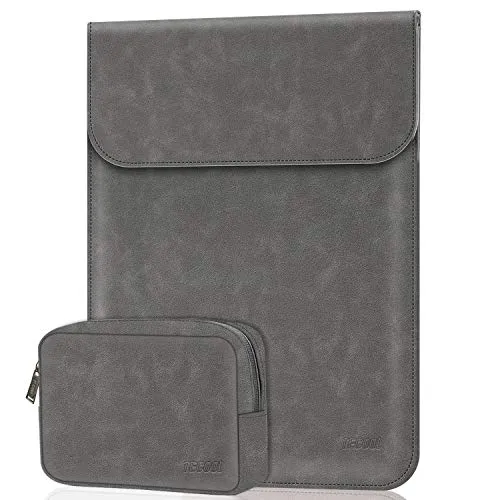 TECOOL Custodia per PC 13-13.3 Pollici Portatili Sleeve con Piccola Borsa in Ecopelle per 2010-2017 Macbook Air 13 A1466/A1369,Macbook Pro 13 A1502/A1425,Matebook D 14,13.5" Surface Laptop 3, Grigio