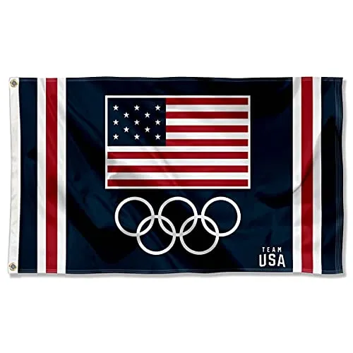 WinCraft USA - Bandiera olimpica e squadra USA 3 x 5 per asta bandiera