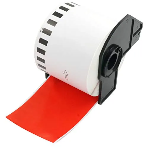 BETCKEY - Compatible with Brother DK-22205 62mm x 30.48m Continuous Length Labels [1 Rolls, Red]