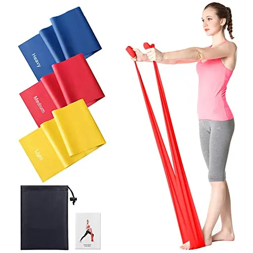 Elastici Fitness (3 Pezzi), 2m Bande Elastiche Fitness con 3 Livelli di Resistenza, Fascia elastico fitness Esercizi Ideale per Yoga, Pilates，Allenamento di Forza e Flessibilità,Stretching -Con Borse