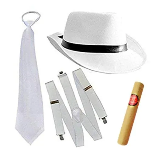 thematys Costume da Mafia | Al Capone | Boss della malavita | Cappello Panama | Gatsby | Cappello a cilindro | Anni '20 | Donna | Uomo | Carnevale | Halloween | Festa in maschera | Peaky Blinders