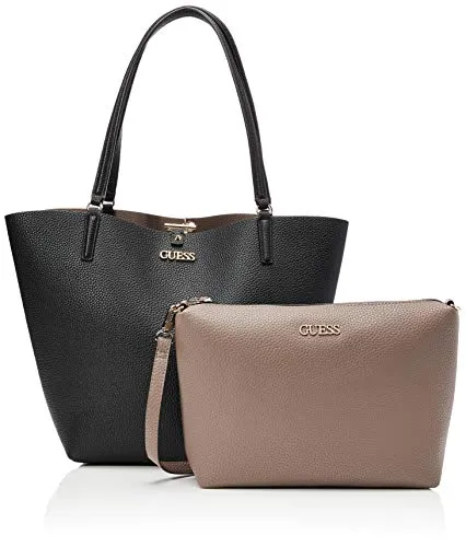 Guess Alby Toggle Tote, Bags Satchel Donna, Black/Iron, One Size