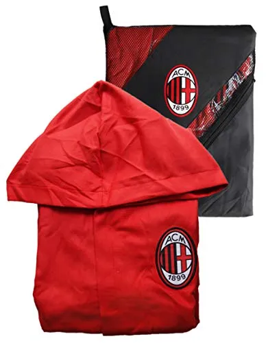 Accappatoio con Cappuccio in microfibra UFFICIALE MILAN A C TG 4 6 8 10 12 14 ROSSO NERO Con Sacca BIMBO BAMBINO (ANNI 8/10)