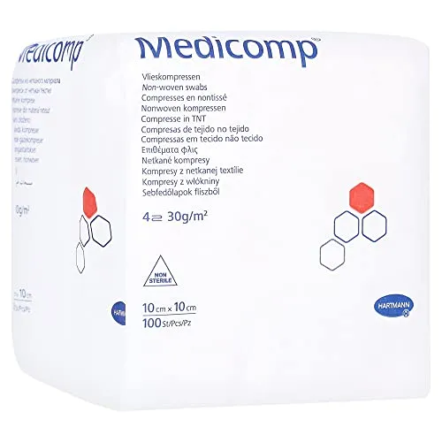 Medicomp - Compresse non sterili, 10 x 10 cm, 100 pezzi