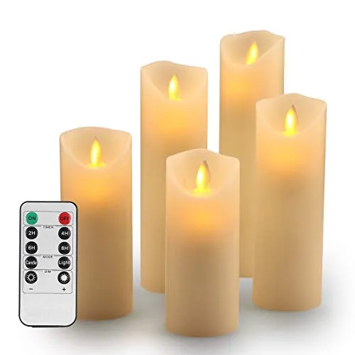 OSHINE Candele LED, Candele batteria –Natale Senza Fiamma Candele Decorative: Classiche Candele Cilindriche in Vera Cera da 5.5”,6”, 6.5”, 7” e 8” con Fiamma LED in Movimento e Telecomando da Timer