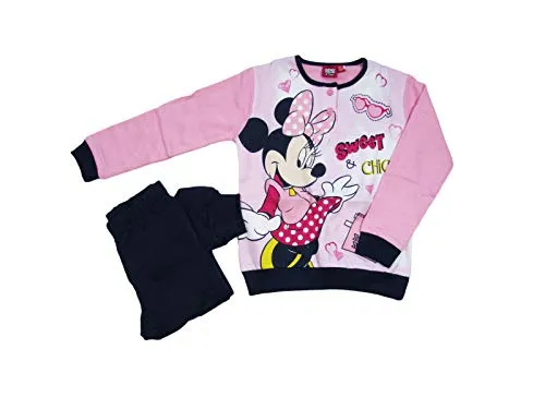 ARNETTA Pigiama Bambina Invernale Felpato Disney Minnie Mouse Manica Lunga 3/7 Anni - 46684 (6 Anni - 116cm, Quarzo)