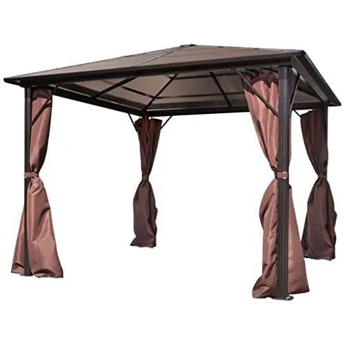 vidaXL Gazebo in Alluminio Esterni con Tenda Marrone 300x300cm Tendone Chiosco