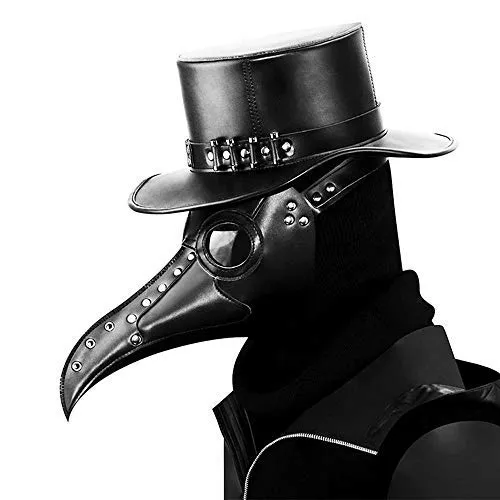 Umiwe Maschera Medico Peste, Maschera Spaventosa di Halloween Plague Bird Doctor Nose Cosplay Fancy Gothic Steampunk Retro Rock Bird Mask (Nero 4)