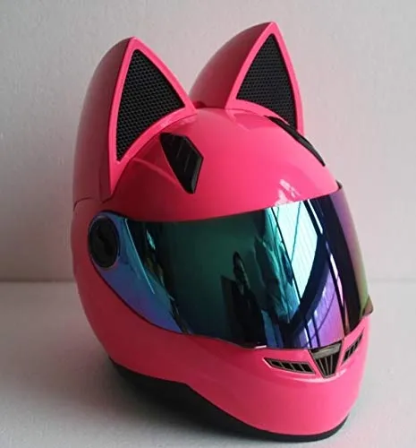 Dgtyui New men and women racing helmet motorcycle personality four seasons available cat ear helmet can be used as 5 X L