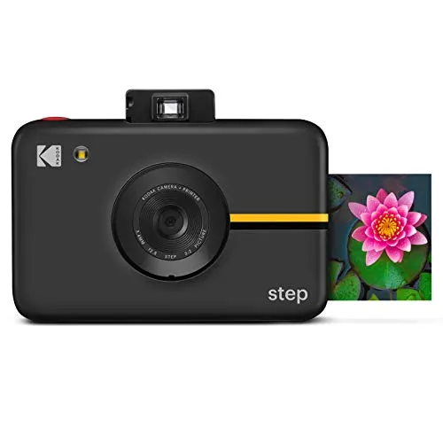 KODAK Step Fotocamera | Camera digitale istantanea, sensore d’immagine 10 MP, tecnologia ZINK Zero Ink, mirino classico, modalità selfie, timer automatico, flash integrato e 6 modalità immagine | Nero