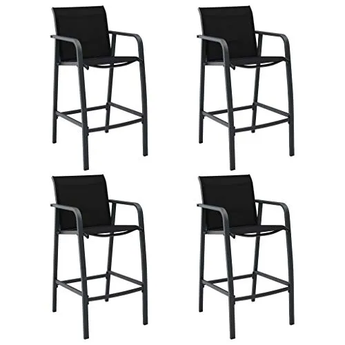 vidaXL - Set di 4 sedie da bar da giardino, in textilene, colore: Nero