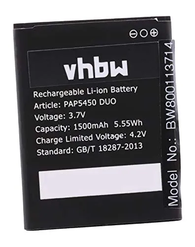 vhbw Li-Ion Batteria 1500mAh (3.7V) per cellulari e smartphone Prestigio MultiPhone 5450 Duo sostituisce PAP5450 DUO, PAP5450DUO.