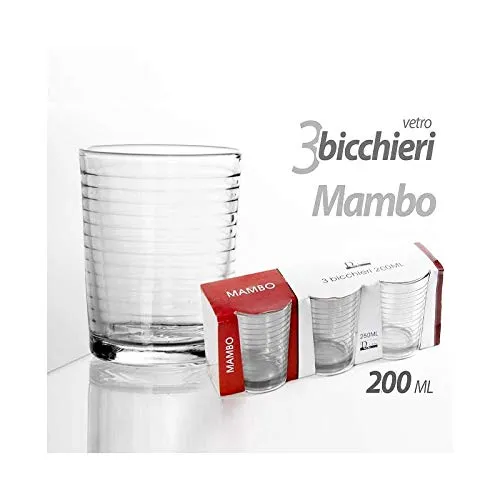 Set 3 Bicchieri In Vetro Trasparente Da 200ml
