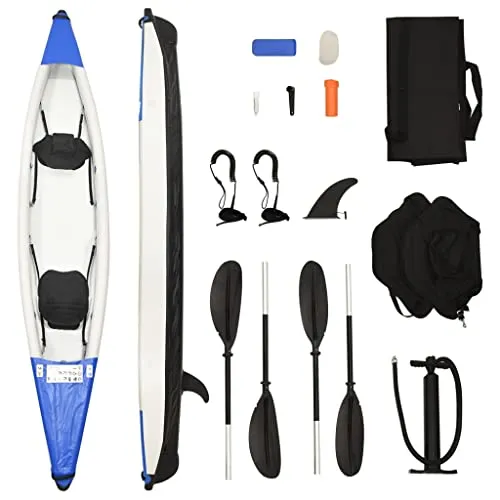 vidaXL Kayak Gonfiabile Blu 375x72x31 cm in Poliestere