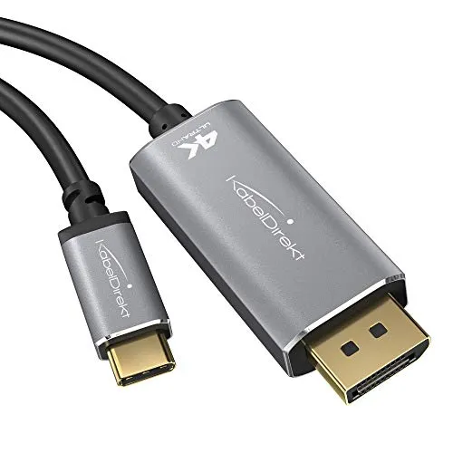 KabelDirekt – 2 m – Adattatore e Cavo USB-C a DisplayPort (Fino a 4K/2160p a 60 Hz – per collegare Portatili, Smartphone e Tablet a Grandi schermi – DP, Thunderbolt 3/USB-C 3.1)