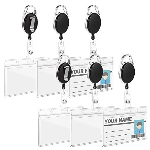 6 Pezzi Porta Badge ID Card Impermeabile Plastica Con Portachiavi Retrattile per Badge Holder