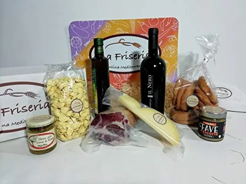 Box Cesto gatronomico regalo IL GUSTO DELLA PUGLIA, un giusto mix di sapori mediterranei per un ottima idea regalo