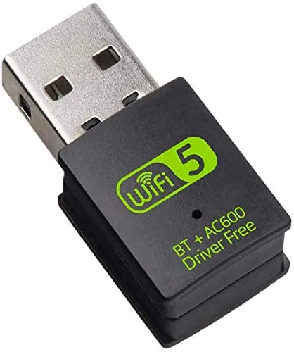 HAL WiFi Bluetooth Adattatore USB per PC, Dongle Mini Wireless 600mbps Dual Band 2.4G / 5.8G Adattatore Bluetooth USB Scheda di Rete Ricevitore WiFi per Laptop Desktop Win10 / 8/8.1/7