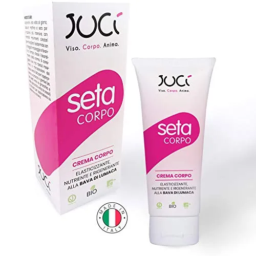 JUCÌ SETA CORPO | Crema 200ml | Elasticizzante, Nutriente e Rigenerante con Bava di Lumaca BIO PURA 100% | Made in Italy | Biologico e Vegano