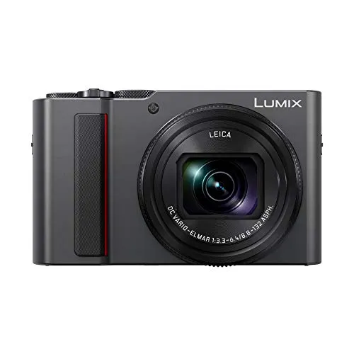 Panasonic Lumix TZ200 - Fotocamera compatta Expert (sensore grande tipo 1 pollice 20 MP, zoom LEICA 15x F3.3-6.4, mirino, schermo touch, video 4K, stabilizzazione) Silver - Versione francese