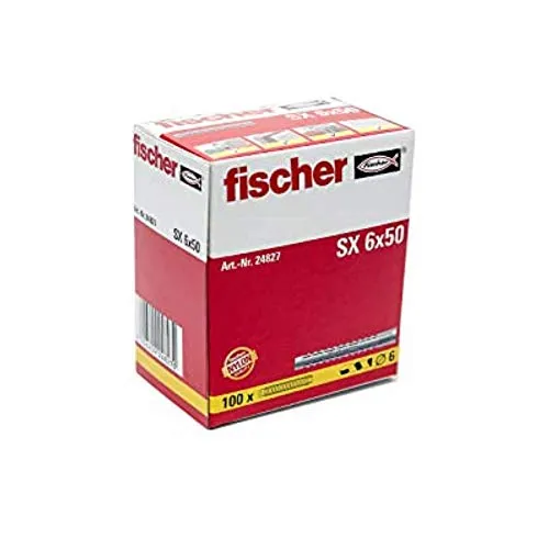 Fischer 24827 Fissaggio in Nylon Sx - Sx 6X50 L - 100 Pezzi per Confezione