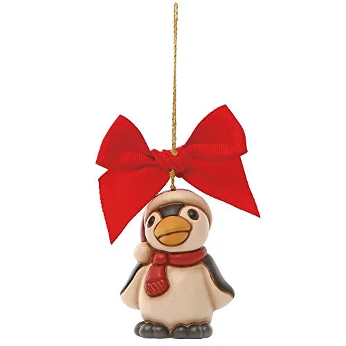 THUN ® - Addobbo per Albero di Natale Pinguino Mini - Ceramica - h 5,5 cm - Linea I Classici