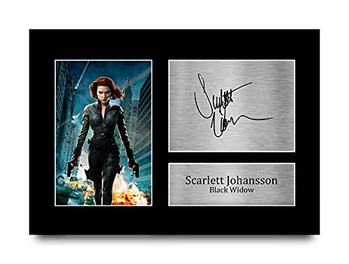 HWC Trading Scarlett Johansson A4 Senza Cornice Firmato Regalo Visualizzazione delle Foto Print Immagine Autografo Stampato per Black Widow The Avengers Gli Appassionati di Cinema