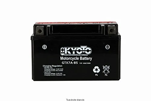 Batteria moto Kyoto GTX7A-BS (YTX7A-BS) - Senza manutenzione - 12 V 6 Ah - Dimensioni: 150 x 87 x 94 mm compatibile con PEUGEOT Tweet 125 2010