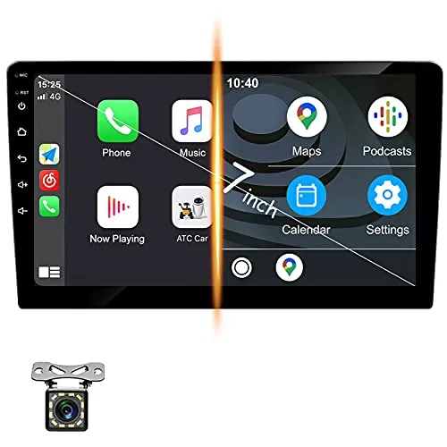 Podofo Autoradio Bluetooth Stereo, Autoradio 2 Din Universale with CarPlay e Android Auto, ricevitore touch screen da 7 pollici Autoradio Auto con collegamento a specchio, radio FM, audio e video USB