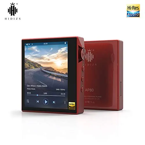 HIDIZS Lettore MP3 Bluetooth Hi-Fi AP80, lettore audio digitale ad alta risoluzione portatile con LDAC / aptX / DSD, lettore musicale Lossless con schermo a sfioramento completo (rosso)