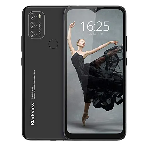 Blackview A70 Android 11 Smartphone con 6.51 Pollici HD+ Schermo, 5380mAh Batteria, Octa-core 3GB/32GB+128GB Espandibile, 13MP+5MP, Dual SIM 4G Cellulari, Face ID/GPS Telefono -Nero