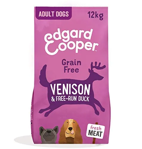 Edgard & Cooper Cibo Secco per Cani Adulti Crocchette con Carne Fresca di Cervo e Anatra Senza Cereali 12kg in Confezione Biodegradabile, Alimentazione Naturale per Cani di Taglia Grande