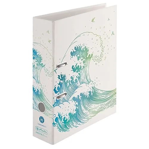 Herlitz 50033393 maX.Cartella portadocumenti, A4, 8 cm, motivo: Greenline Wave, 1 pezzo