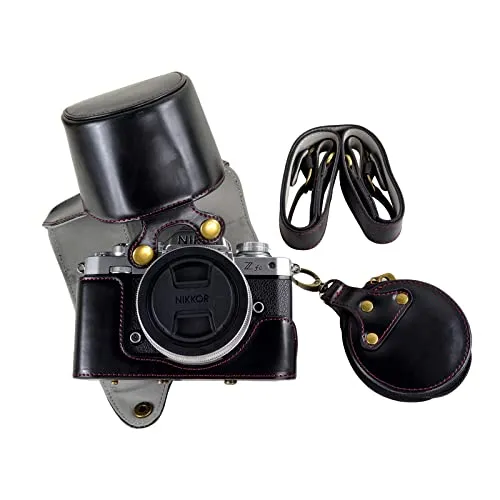Z fc Zfc Custodia per fotocamera Rieibi PU Custodia in pelle con cinturino per obiettivo Nikon Z fc Zfc 28mm f/2.8 SE, 16-50mm f/3.5-6.3, Nero