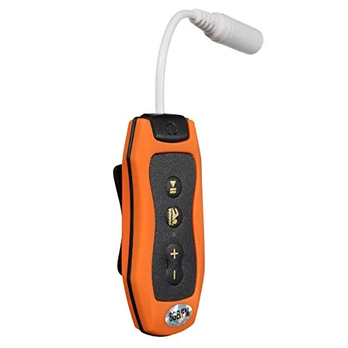 Cuasting - Lettore MP3 da 8 GB per nuoto subacqueo e immersioni termali + radio FM impermeabili, colore: Arancione