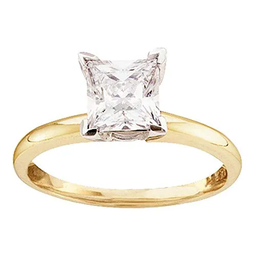 Da donna in oro giallo 14 kt principessa diamante solitario da sposa anello di fidanzamento 1/2 Cttw