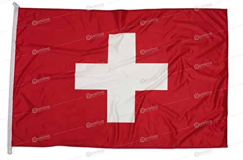 Bandiera Svizzera 150x100cm in tessuto nautico antivento da 115g/m²,bandiera elvetica 150x100 lavabile, bandiera della Svizzera 150x100 con cordino,doppia cucitura perimetrale e fettuccia di rinforzo